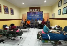 Lanudal Biak dan Wing Udara 3 Gelar Donor Darah Sambut Hut Puspenerbal Ke-70