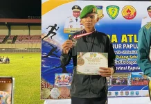 Prajurit Yonif TP 858/MSB Biak Numfor  Raih Juara di Kejurda Atletik Papua