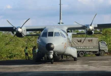 Pesawat Patroli Maritim CN-235 Unsur Wing Udara 3 Puspenerbal Mendarat di Biak