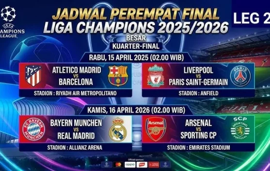 Jadwal Liga Champions, 16 April 2026: Bayern vs Madrid, Arsenal vs Sporting CP
