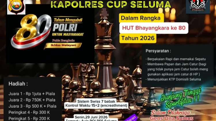Polres Seluma Gelar Turnamen Catur Gratis Sambut Hari Bhayangkara ke-80