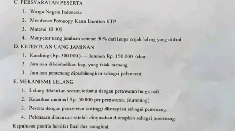 Satpol PP Kaur Kembali Gelar Lelang Hewan Ternak Hasil Operasi Penertiban