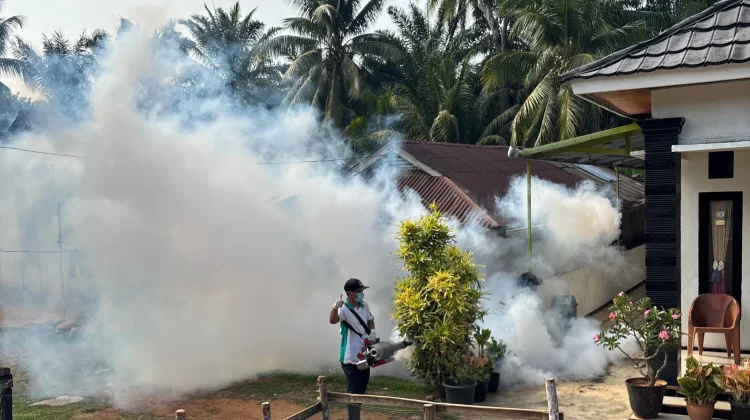 12 Warga Desa Karang Dapo Terjangkit DBD, Puskesmas Mentiring Lakukan Foging