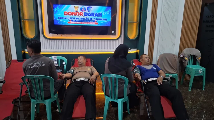 Donor Darah HUT Lantas ke-71, Polres Bengkulu Utara Bantu Perkuat Stok Darah PMI