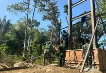 Koramil 408-05/Manna Kerjakan Jembatan Gantung Perintis Garuda