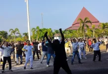 Semangat Kebersamaan Warnai Senam Bersama Jajaran Pemkab Kaur di Setda