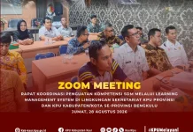 KPU Kabupaten Kaur Ikuti Rapat Koordinasi Penguatan Kompetensi SDM