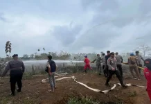 Babinsa Koramil Kaur Selatan Pantau Lokasi Kebakaran Hutan