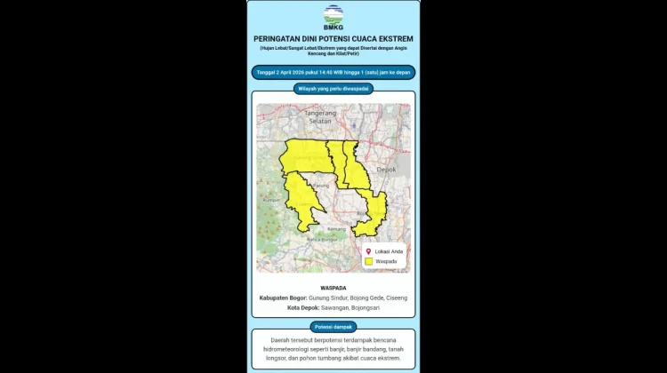 BMKG: Waspada Potensi Cuaca Ekstrem di Kabupaten Bogor dan Depok