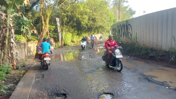 Jalan Perbatasan Kabupaten Bogor-Tanggerang Selatan Rusak Parah