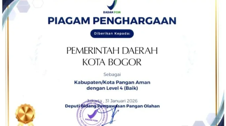 Kota Bogor Raih Predikat Pangan Aman Level 4 dari BPOM