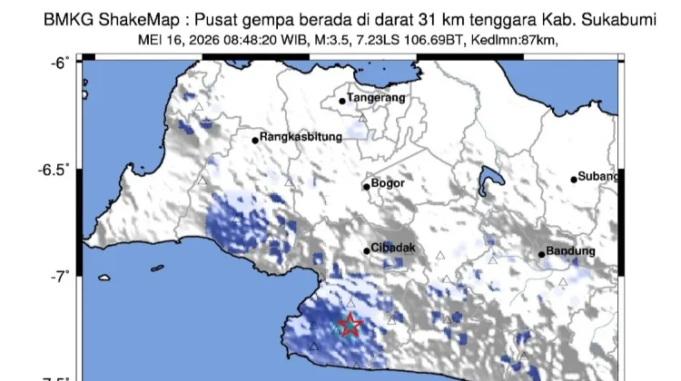 Gempa M3,5 Guncang Sukabumi, BMKG Sebut Dipicu Subduksi Lempeng