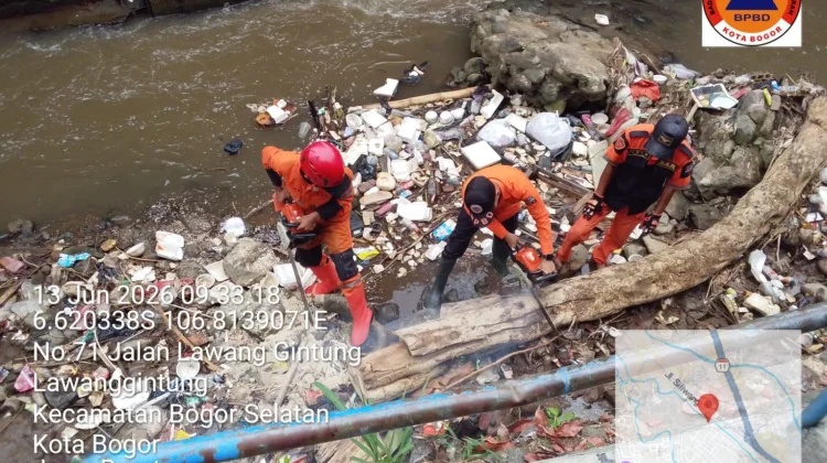 Pohon Tumbang di Batutulis Sempat Menutup Aliran Kali Cibalok