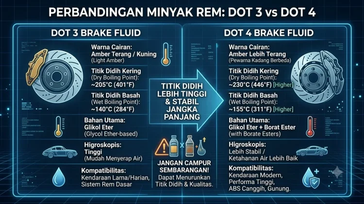 Mengenal Perbedaan dan Fungsi Minyak Rem DOT 3 dan DOT 4