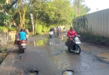 Jalan Perbatasan Kabupaten Bogor-Tanggerang Selatan Rusak Parah