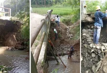 Warga bersama Pemerintah Desa Gotong Royong, Perbaiki Jembatan Nyoman Cariu