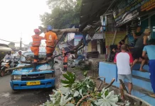 Pohon Tumbang Timpa Kios dan Angkot di Kedunghalang