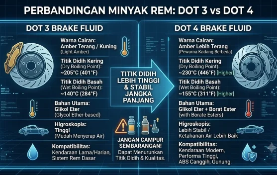 Mengenal Perbedaan dan Fungsi Minyak Rem DOT 3 dan DOT 4