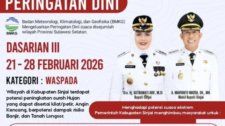 Waspada Sinjai Berpotensi Dilanda Cuaca Ekstrem hingga Akhir Februari