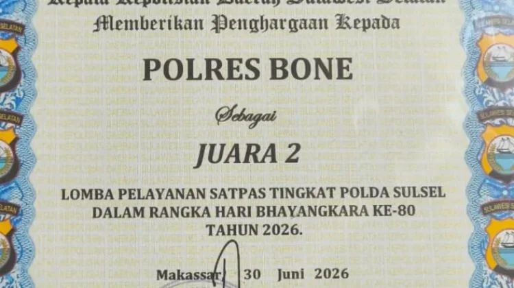 Satlantas Polres Bone Borong Dua Penghargaan Bergengsi di Hari Bhayangkara ke-80