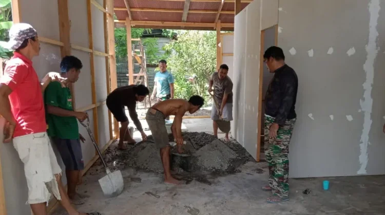 Satgas TMMD Bone Cor Lantai RTLH Warga di Sibulue