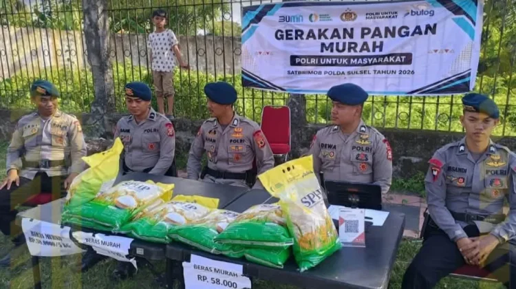 Brimob Bone Gelar Gerakan Pangan Murah Bantu Ringankan Beban Warga