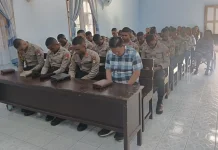 Siswa Latja Brimob Polres Soppeng Jalani Ibadah Minggu dengan Khidmat