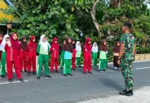 Satgas TMMD Latih Disiplin Pelajar Sambut HUT Kemerdekaan RI