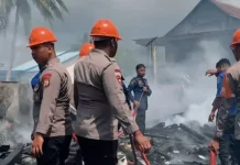 Tim SAR Brimob Bone Bantu Padamkan Kebakaran di Panyula
