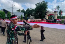 Brimob Bone Kirab Bendera Merah Putih Sejauh 12 Km