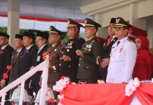 Kapolres Soppeng Hadiri Penurunan Sang Merah Putih HUT ke-81 RI
