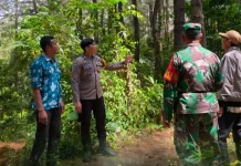 Bhabinkamtibmas dan TNI Pantau Hutan Cegah Karhutla