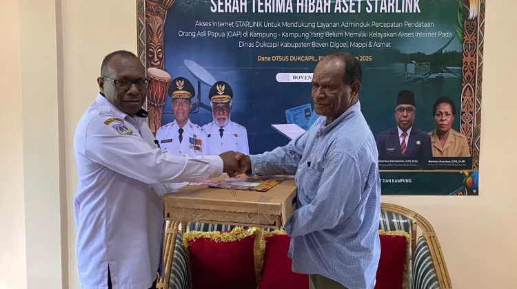 Pemkab Boven Digoel Terima Hibah Aset Starlink dari Provinsi Papua Selatan