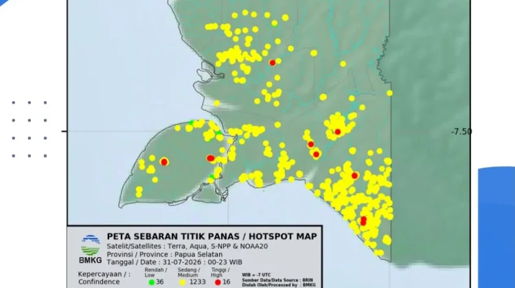 Pantauan Titik Panas di Wilayah Kabupaten Boven Digoel 5 Agustus 2026