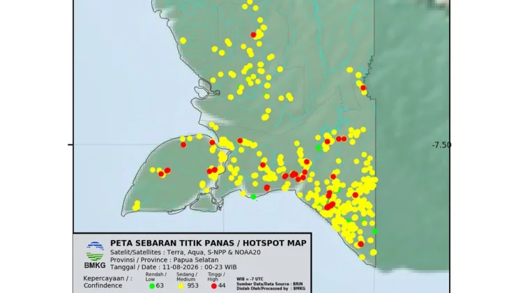 Pantauan Sebaran Titik Panas Harian di Wilayah Boven Digoel