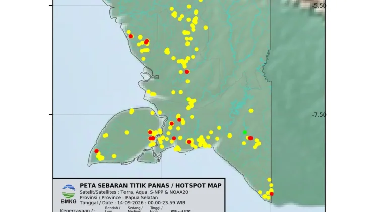 Pemantauan Sebaran Titik Panas Boven Digoel 15 September 2026