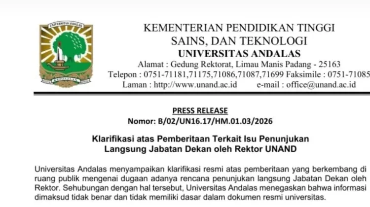Unand Bantah, Penunjukan Dekan oleh Rektor Tidak Benar