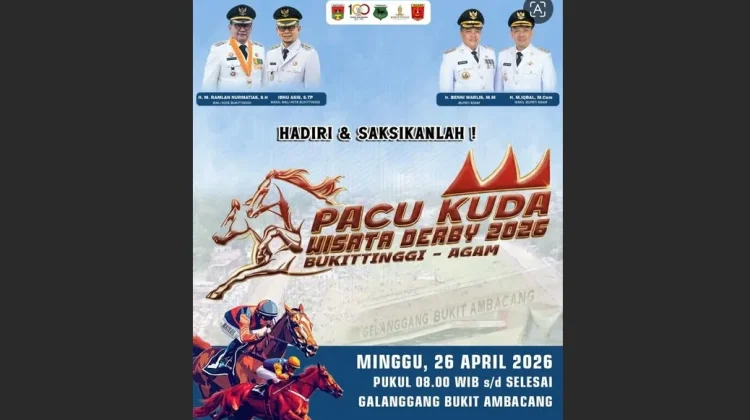 Pacu Kuda Wisata Derby 2026 Bukittinggi-Agam Gratis untuk Penonton, dan Peserta