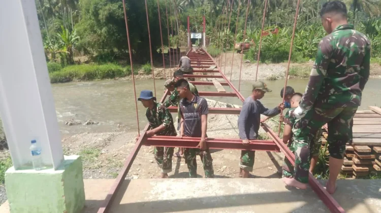 Pembangunan Jembatan Gantung Tanah Tingkah Capai 76,04 Persen