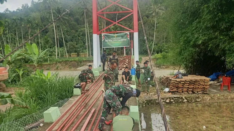 Jembatan Gantung Sungai Rimbang Capai 75,08 Persen Meski Diguyur Hujan