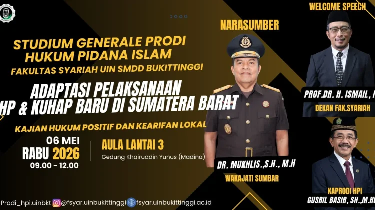 Prodi HPI Fakultas Syariah UIN Bukittinggi menyelenggarakan Studium Generale