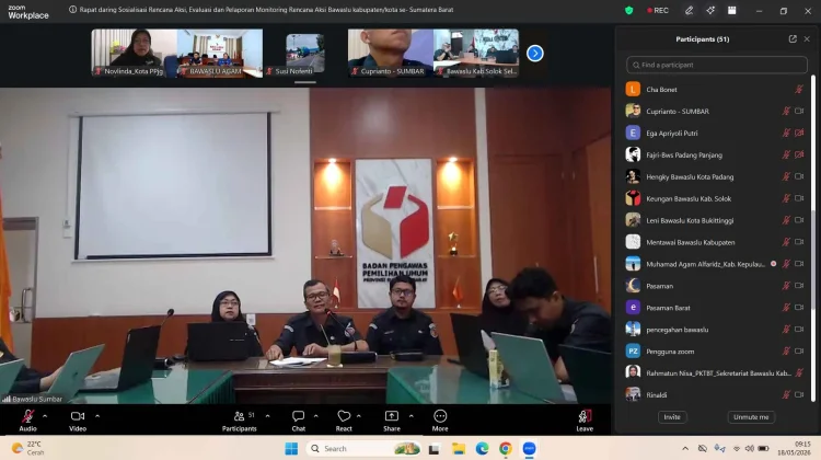 Bawaslu Padang Panjang Ikuti Rapat Daring Monev Rencana Aksi Bawaslu Sumbar