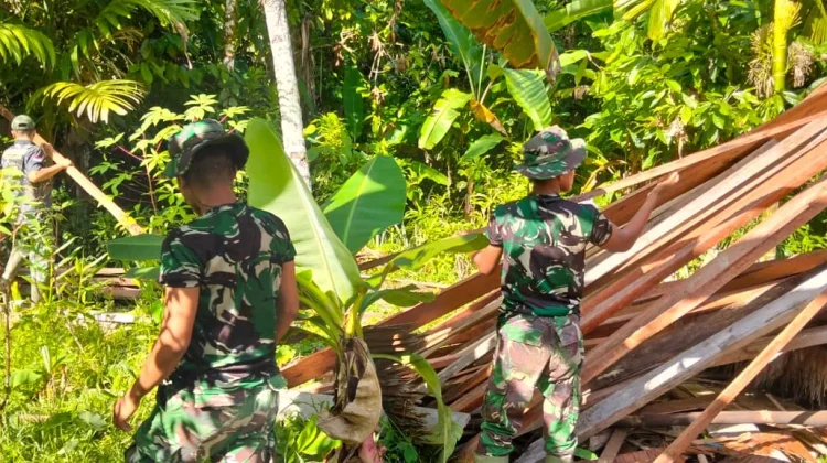 Pembangunan Rumah Layak Huni Sioban, Satgas Karya Bakti Masuk Tahap Bongkar Pasang