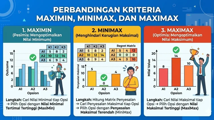 Perbandingan Kriteria Maximin, Minimax, dan Maximax