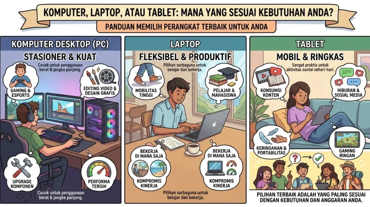Komputer, Laptop, atau Tablet, Mana yang Sesuai Kebutuhan Anda?