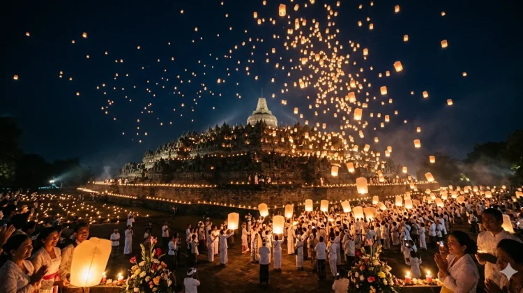 Peringatan Waisak 2026, Ribuan Lampion Hiasi Langit Candi Borobudur