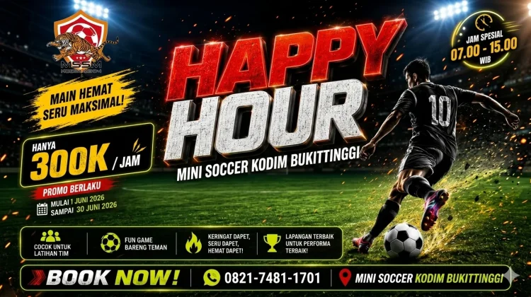 Mini Soccer Kodim Bukittinggi Gelar Promo "Happy Hour" Sepanjang Juni 2026