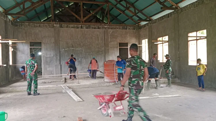 Wujud Kepedulian Umat, Satgas Karya Bakti TNI AD Genjot Renovasi Gereja Elbetel