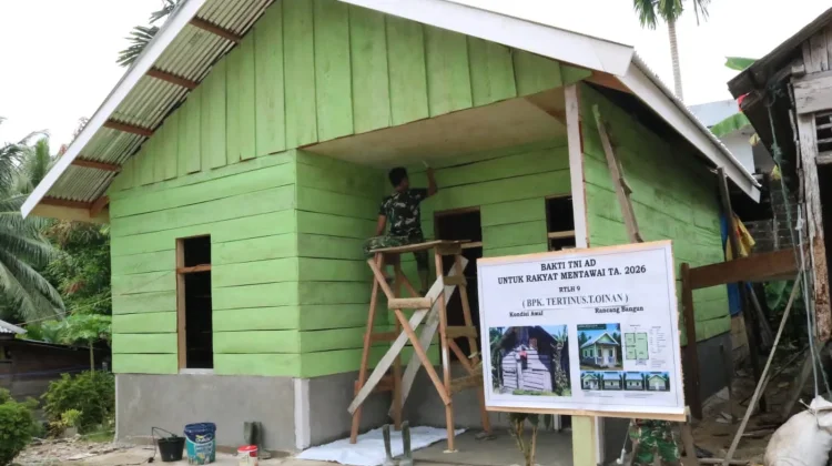 Satgas Karya Bakti TNI AD Percepat Penyelesaian RTLH Warga Mentawai