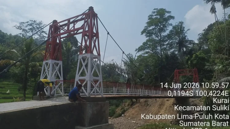 Jembatan Garuda Mudiak Liki Hampir Rampung
